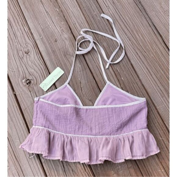 Her Entire Name Says GRACE Lavender Halter Tank Top Ruffled Cropped Tie Back Siz - Picture 3 of 7